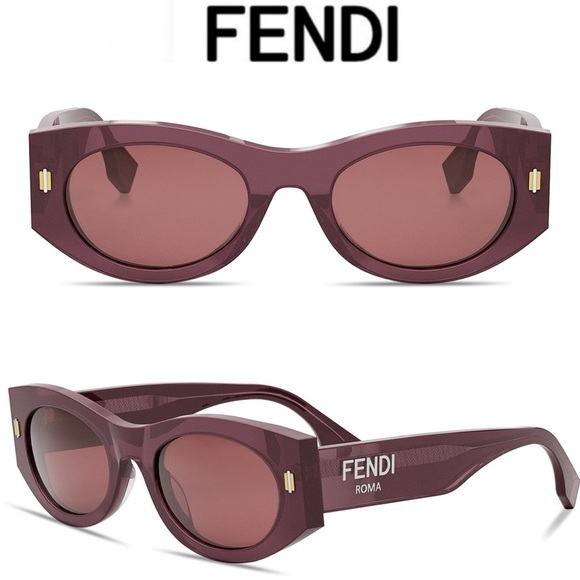 Fendi Accessories - FENDI Roma Oval Acetate Women's Burgundy Sunglasses in Purple Bordeaux FE40125I